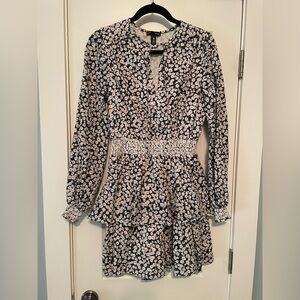 Aqua Floral Long Sleeve Dress (Bloomingdale’s) Size Small